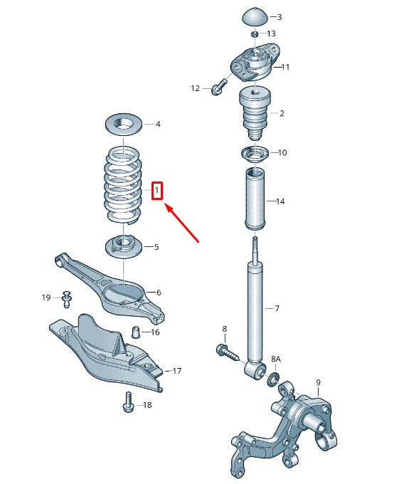 NEW VW BEETLE 5C REAR COIL SPRING 1K0511115BL