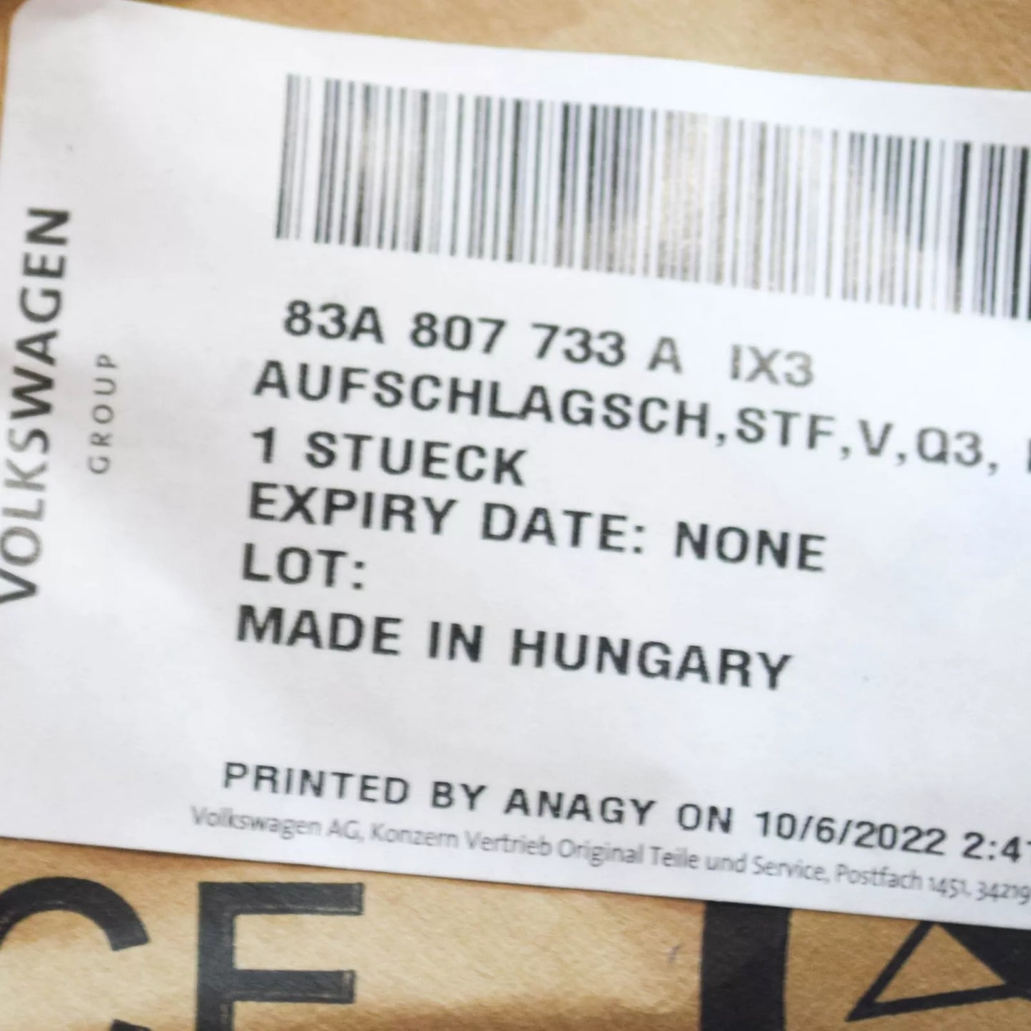 NEW AUDI Q3 F3 SPORTBACK FRONT BUMPER UNDERRUN BAR 83A807733AIX3 ORIGINAL