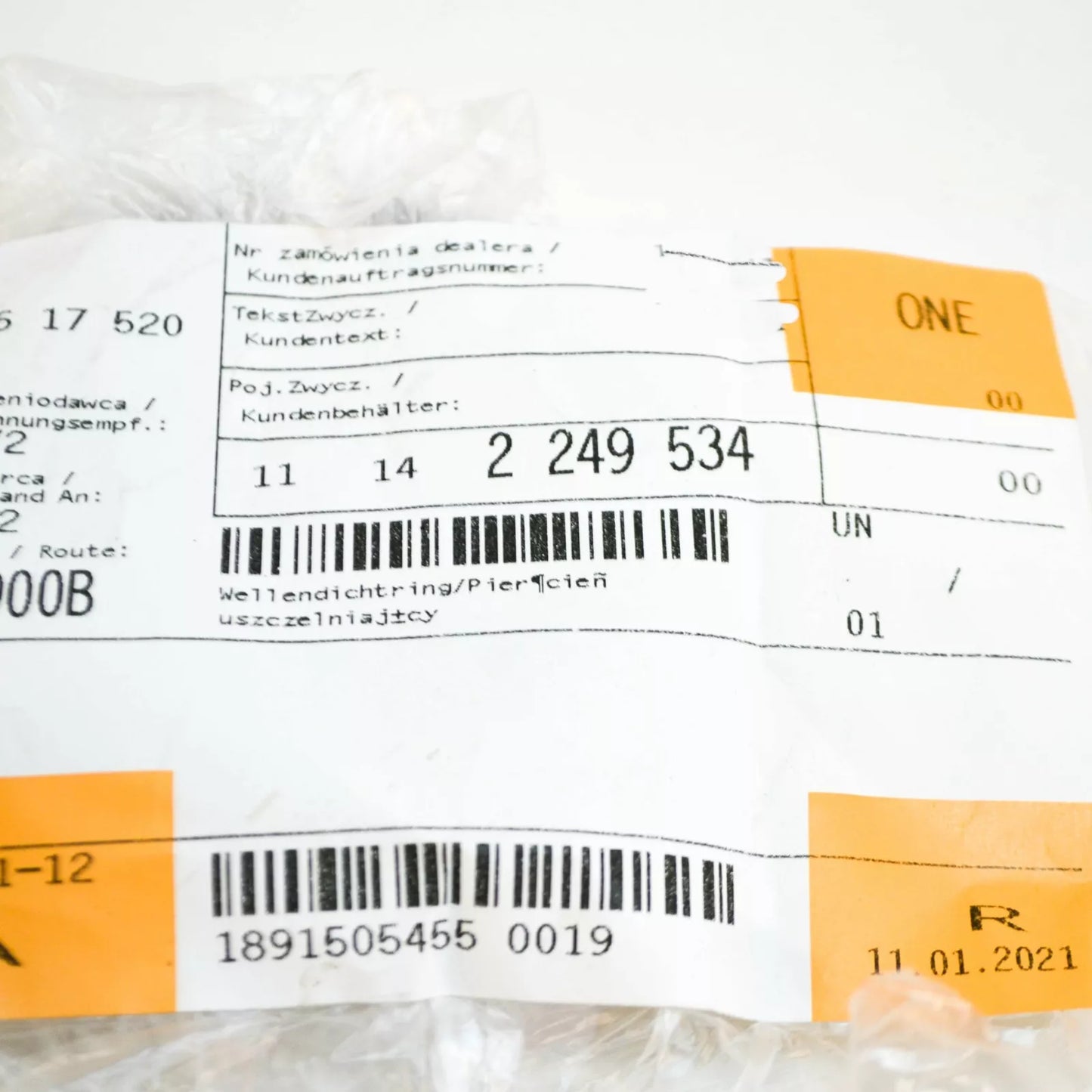 NEW BMW 1 E87 ENGINE LOWER TIMING CASE SEAL 11142249534 ORIGINAL