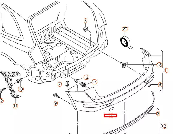NEW AUDI Q5 8R REAR BUMPER TOW HOOK EYE CAP COVER LEFT 8R0807449A GRU ORIGINAL