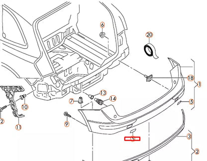NEW AUDI Q5 8R REAR BUMPER TOW HOOK EYE CAP COVER LEFT 8R0807449A GRU ORIGINAL