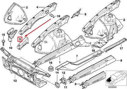 new bmw 5 e39 front left reinforcement section 41118199595 8199595 original