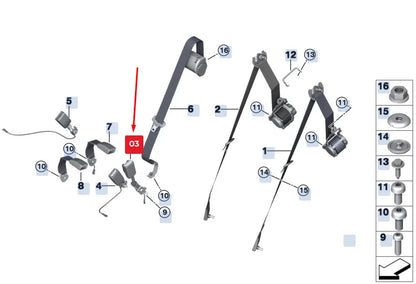 NEW BMW X5 F15 REAR LEFT SEAT BELT BUCKLE 72117395073 7395073 ORIGINAL