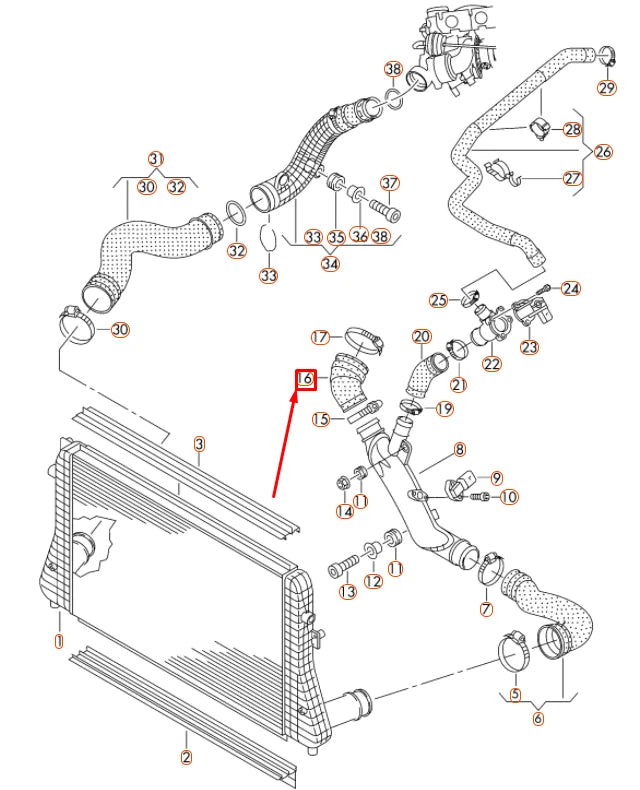 NEW AUDI A1 MK1 INTERCOOLER PRESSURE HOSE 1K0145838G ORIGINAL
