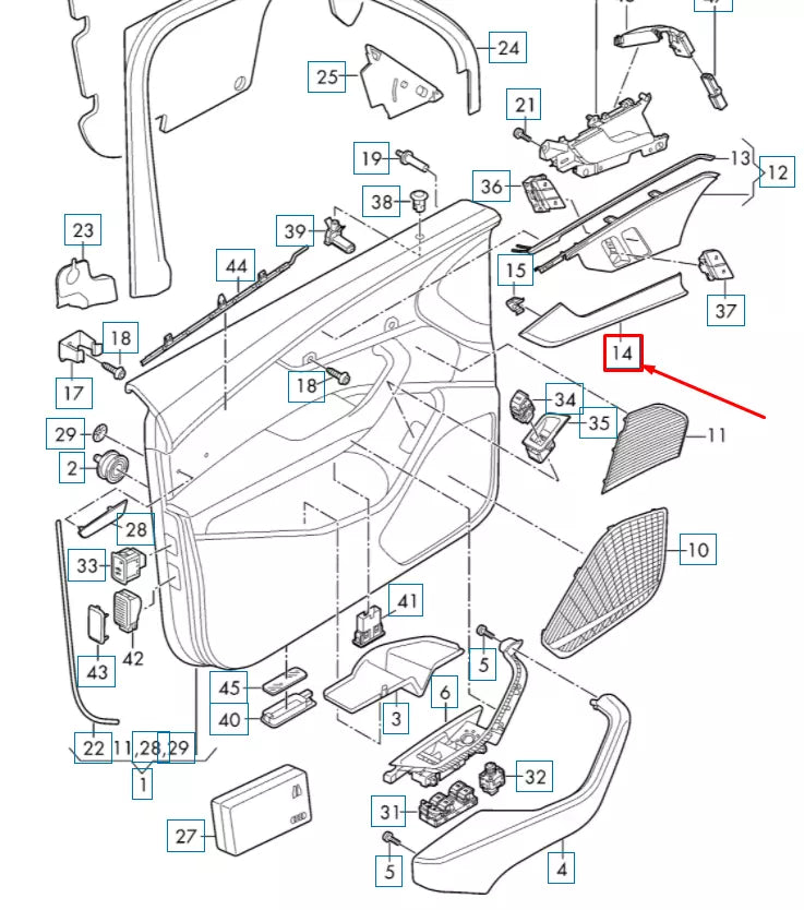 NEW AUDI A4 B9 FRONT RIGHT DOOR INSERT TRIM 8W0867410NUR3 ORIGINAL