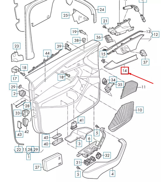 NEW AUDI A4 B9 FRONT RIGHT DOOR INSERT TRIM 8W0867410NUR3 ORIGINAL