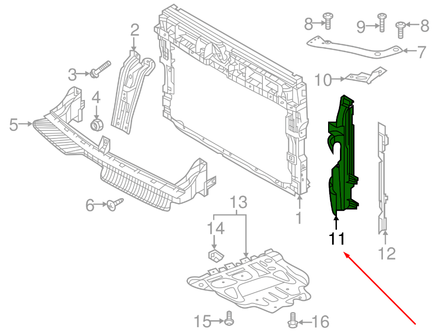 NEW VW TIGUAN ALLSPACE MK2 AD LEFT RADIATOR AIR GUIDE 5NN121283AH 2018 ORIGINAL
