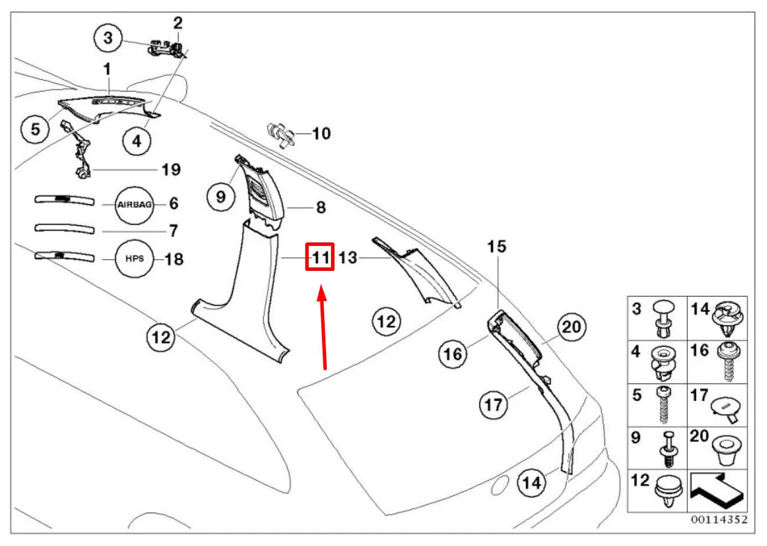 NEW BMW 3 E46 RIGHT B-PILLAR COVER 8226586 51438226586 ORIGINAL
