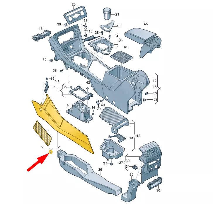 NEW VW TIGUAN MK2 CENTER CONSOLE SIDE PANEL RIGHT TRIM RHD 5NC86304682V ORIGINAL