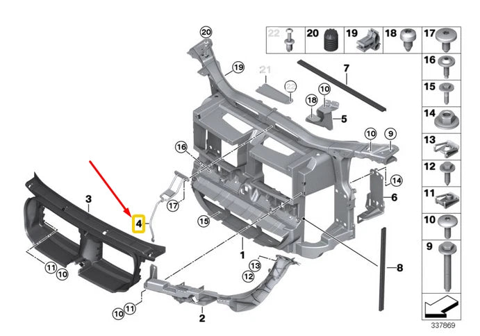 NEW BMW X1 E84 RADIATOR CORE SUPPORT LOCK CATCH BRACE 51642990177 ORIGINAL
