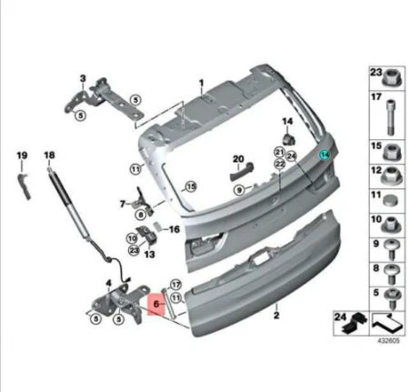 NEW BMW X5 F15 F85 M REAR TAILGATE LUGGAGE BOTTOM SUPPORT 51247371765 ORIGINAL