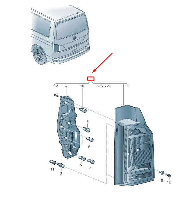 NEW VW TRANSPORTER VI T6 REAR LEFT TAILLIGHT RHD 7E0945095AE ORIGINAL