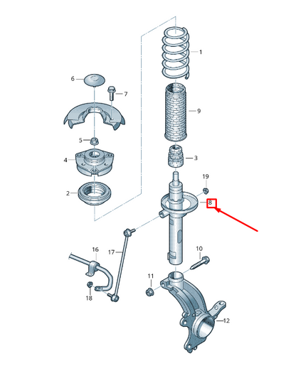 new vw golf vi 5k mk6 front right shock absorber 1t0413031hm original