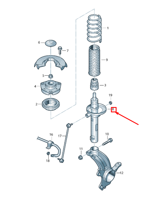 new vw golf vi 5k mk6 front right shock absorber 1t0413031hm original