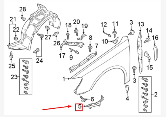NEW AUDI A3 8V FRONT RIGHT FENDER HOLDER 8V0821092C ORIGINAL