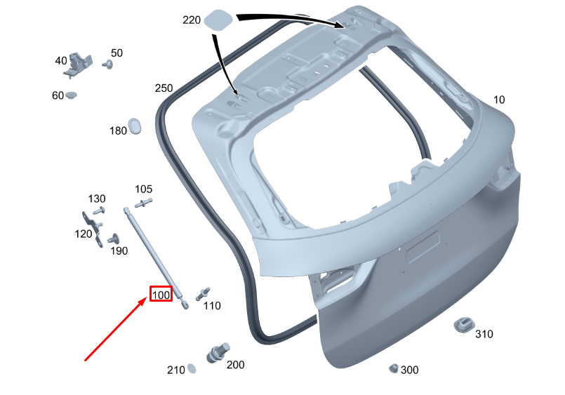new mercedes-benz gla h247 right tailgate pneumatic spring a2479801064 original