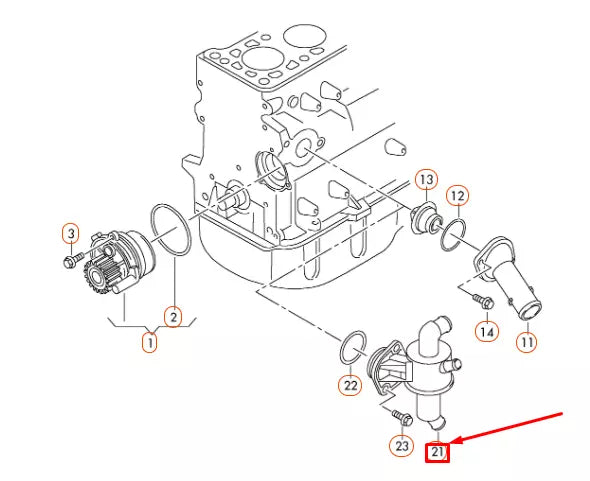 NEW AUDI A1 8X COOLANT REGULATOR HOUSING WITH THERMOSTAT 03L121111AE ORIGINAL