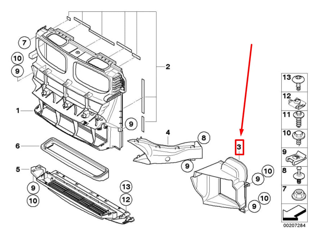 NEW BMW X5 E70 FRONT RIGHT ENGINE OIL COOLER AIR DUCT 7205946 51717205946