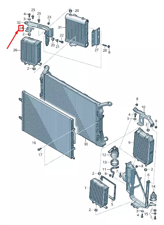NEW AUDI RS7 SPORTBACK 4G ADDITIONAL COOLANT RADIATOR BRACKET 4G0121264