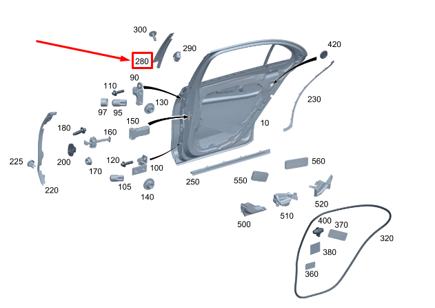 new mercedes-benz s w223 rear left outer b-pillar molding a2236903700 original