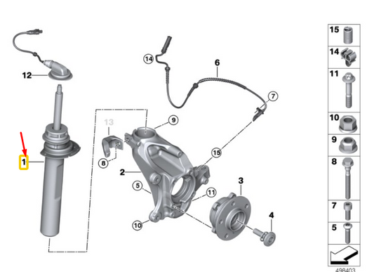 new bmw x1 f48 front left shock absorber 37106881599 original