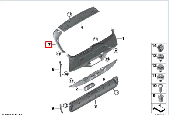 NEW BMW X5 G05 REAR LEFT TAILGATE CENTER PANEL TRIM 51497442971 ORIGINAL