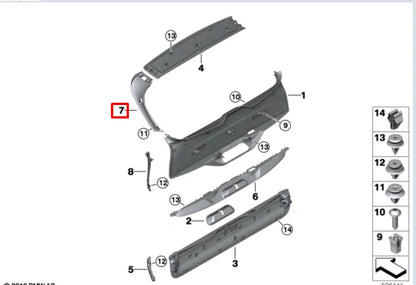 NEW BMW X5 G05 REAR LEFT TAILGATE CENTER PANEL TRIM 51497442971 ORIGINAL