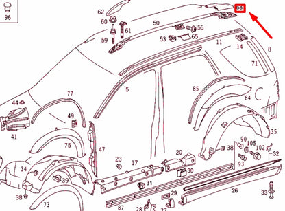 NEW MERCEDES-BENZ ML W163 REAR ROOF RAIL LEFT COVER A1638490503 ORIGINAL
