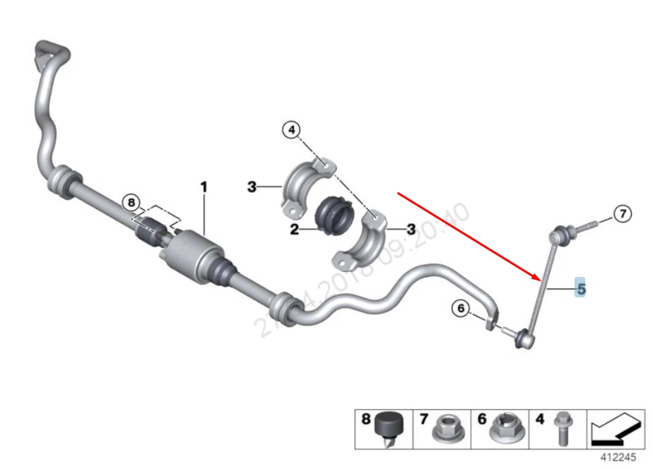 NEW BMW X5 F15 FRONT ACTIVE STABILIZER RIGHT TIE ROD 37116859654 2015 ORIGINAL