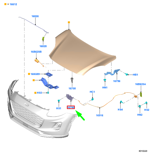 new ford puma front hood latch assy 2404360 l1ta-16700-ba original