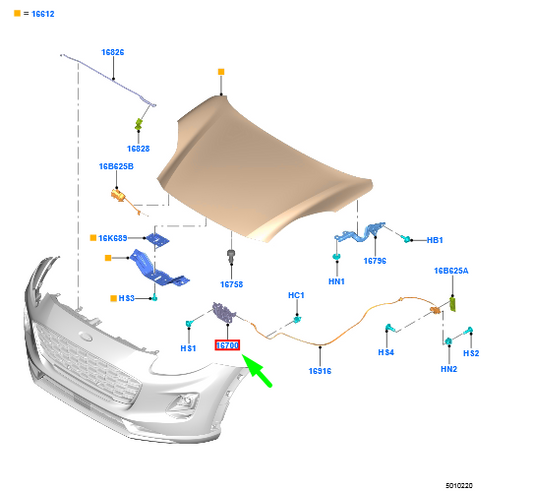 new ford puma front hood latch assy 2404360 l1ta-16700-ba original