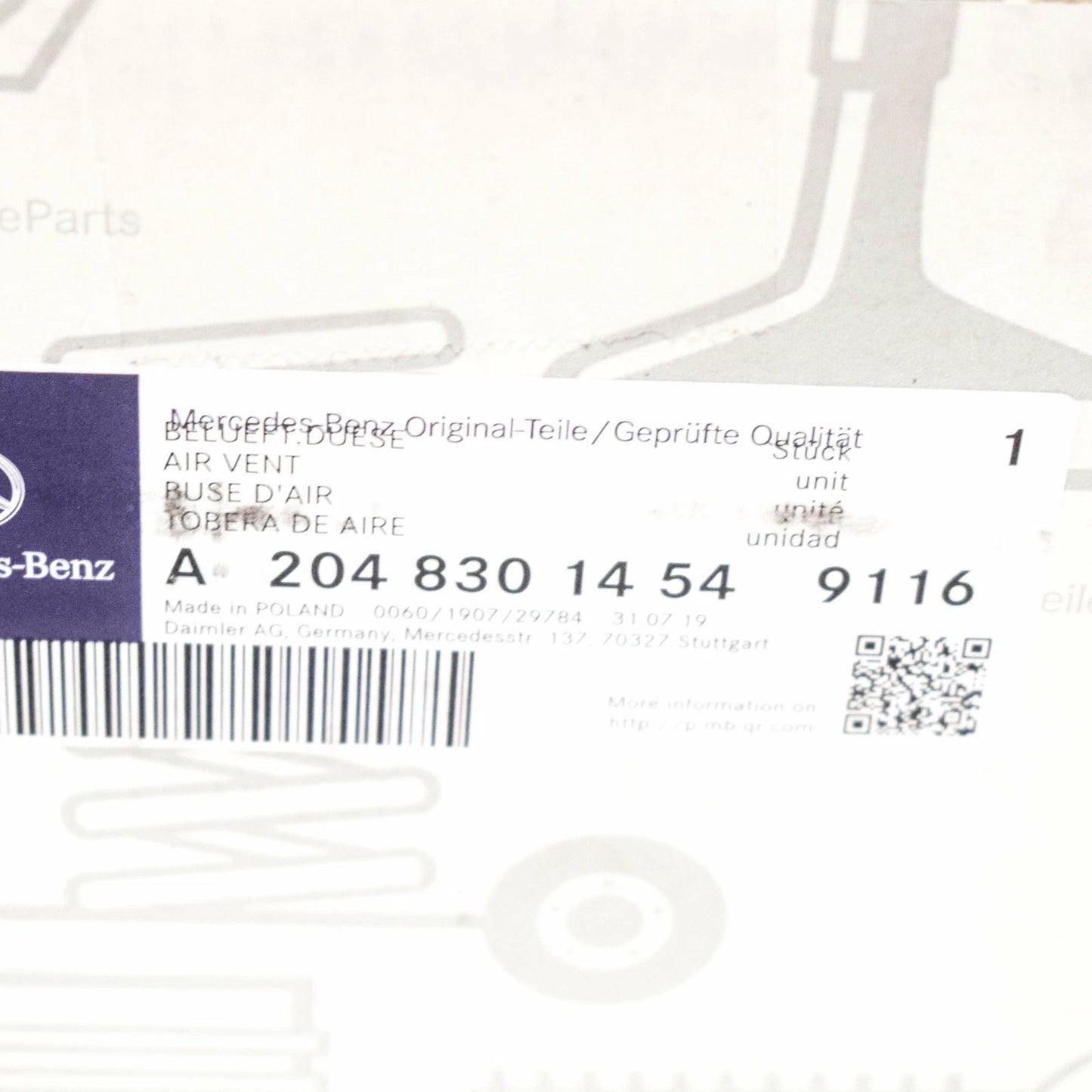 NEW MB C-CLASS W204 DASHBOARD LEFT AIR VENT A20483014549116