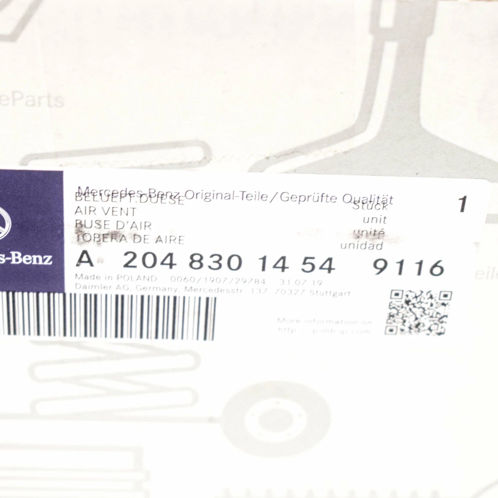 NEW MB C-CLASS W204 DASHBOARD LEFT AIR VENT A20483014549116