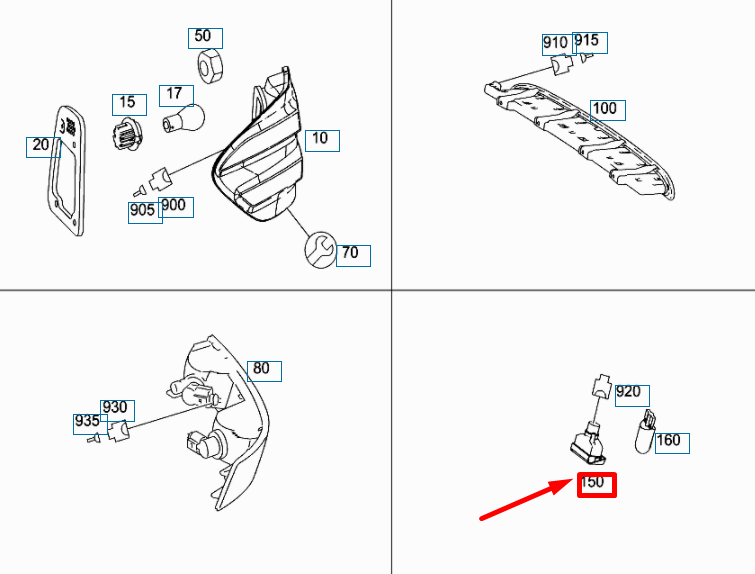 NEW MERCEDES-BENZ ML W164 REAR LICENSE PLATE LIGHT A4528200056 ORIGINAL