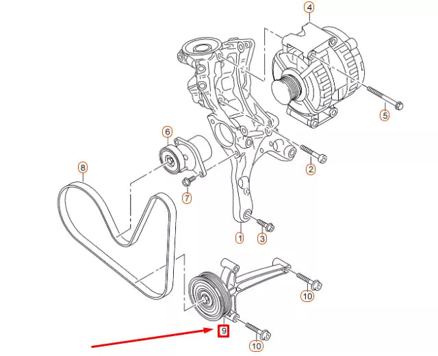 NEW AUDI A3 8V DRIVE BELT IDLER PULLEY HOLDER 06K145172 ORIGINAL