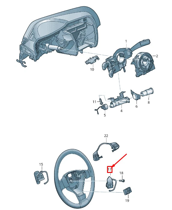 NEW VW JETTA III 1K MK3 RIGHT STEERING WHEEL RADIO SWITCH 5C0959538BYQV ORIGINAL
