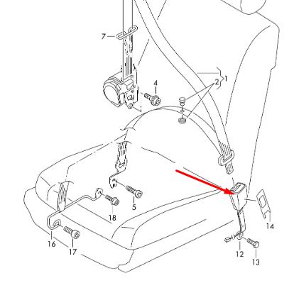 NEW VOLKSWAGEN POLO 6R 6C FRONT LEFT SEAT BUCKLE 6R3857755AQVZ ORIGINAL
