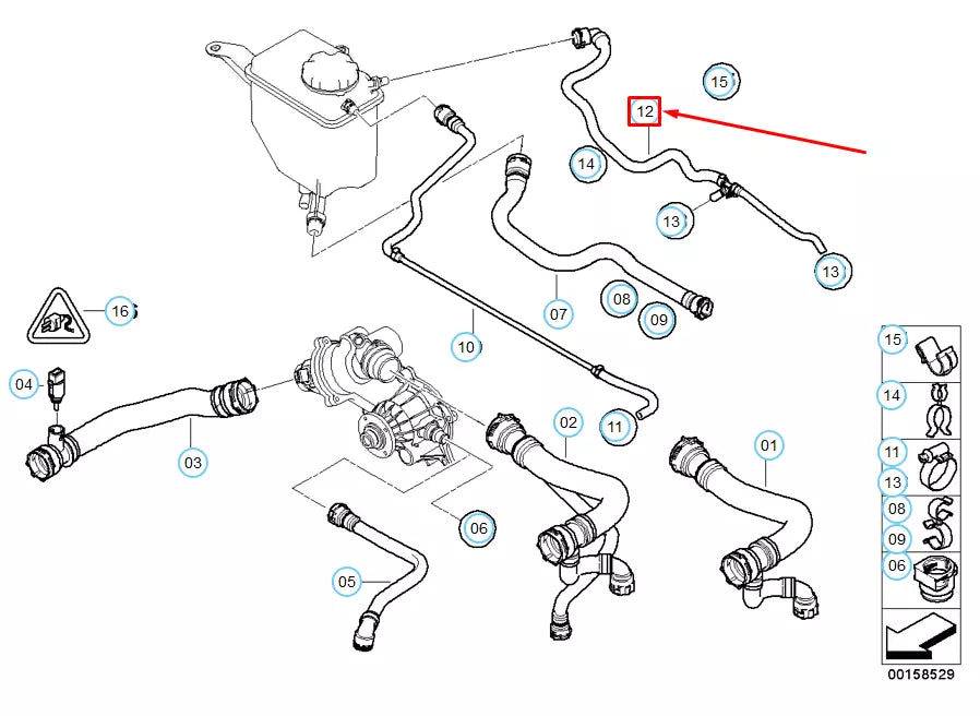 NEW BMW 5 E60 COOLING SYSTEM WATER HOSE VENT PIPE 17127542540 7542540 ORIGINAL