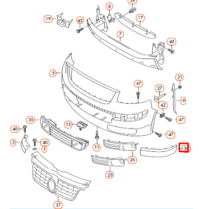 NEW VW TRANSPORTER T5 FRONT BUMPER LEFT PROTECTIVE STRIP 7H08077177G9 ORIGINAL