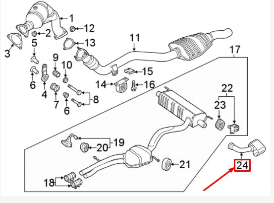 NEW AUDI Q7 4M EXHAUST RIGHT TAIL PIPE EXTENSION 4M0253682M ORIGINAL