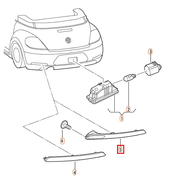 NEW VW BEETLE CABRIO REAR LEFT TAILLIGHT W/ FOG LIGHT 5C5945701H
