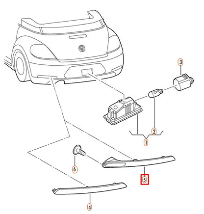 NEW VW BEETLE CABRIO REAR LEFT TAILLIGHT W/ FOG LIGHT 5C5945701H
