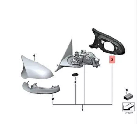 NEW BMW 3 F30 FRONT RIGHT DOOR MIRROR SUPPORT RING M 51168059554 ORIGINAL