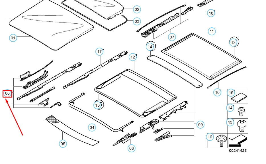 NEW BMW 5 TOURING E61 SUNROOF REPAIR KIT FOR GLASS FRONT 54137118849 ORIGINAL