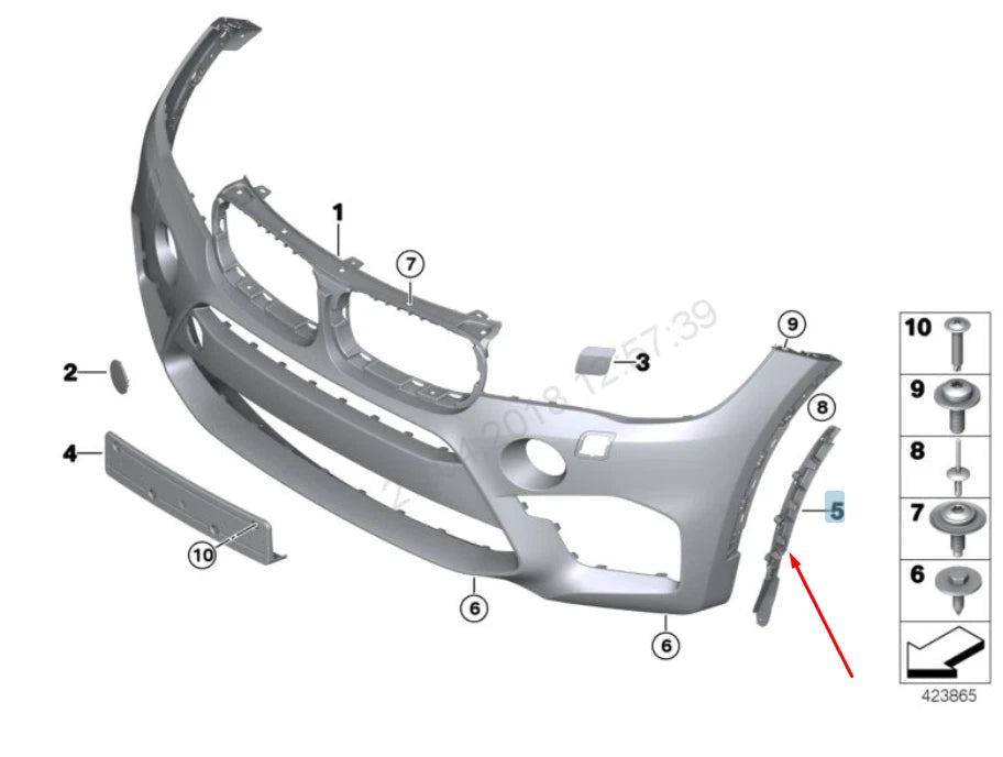 NEW BMW X5 F85 FRONT LEFT WHEEL ARCH TRIM 51118056289 8056289 2015 ORIGINAL