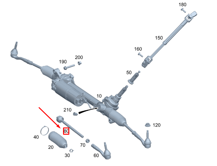 new mercedes-benz gle w167 steering gear inside tie rod a1673380000 original