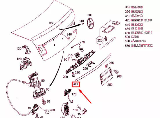 NEW MERCEDES-BENZ E-CLASS W212 REAR TRUNK LID TRIM MOULDING A2127430382