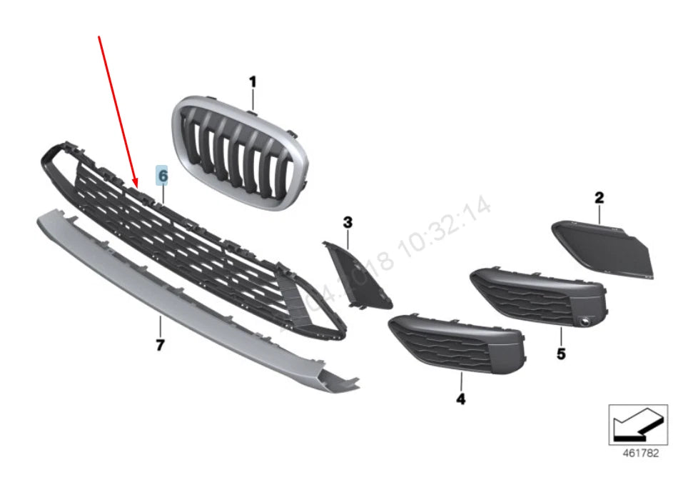 NEW BMW X1 F48 FRONT BUMPER LOWER CENTER GRILLE 51117383353 7383353 2015