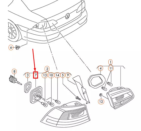 NEW VOLKSWAGEN PASSAT B7 REAR RIGHT TAILLIGHT BULB CARRIER 3AE945258