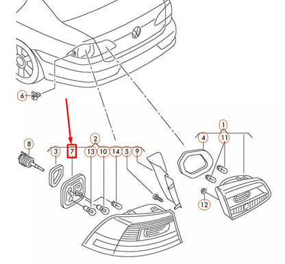 NEW VOLKSWAGEN PASSAT B7 REAR RIGHT TAILLIGHT BULB CARRIER 3AE945258